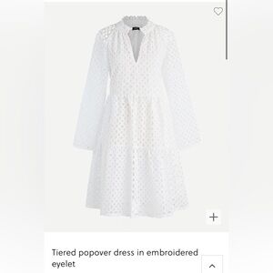 J. Crew Tiered Popover dress embroidered eyelet white sz L style #AP152